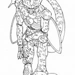 dibujo de Cell primera transformación observando a Piccolo y Androide 17